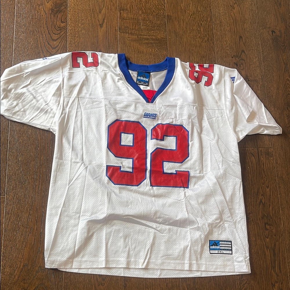 Michael Strahan Adidas White Jersey with Red and Blue Accents 2XL